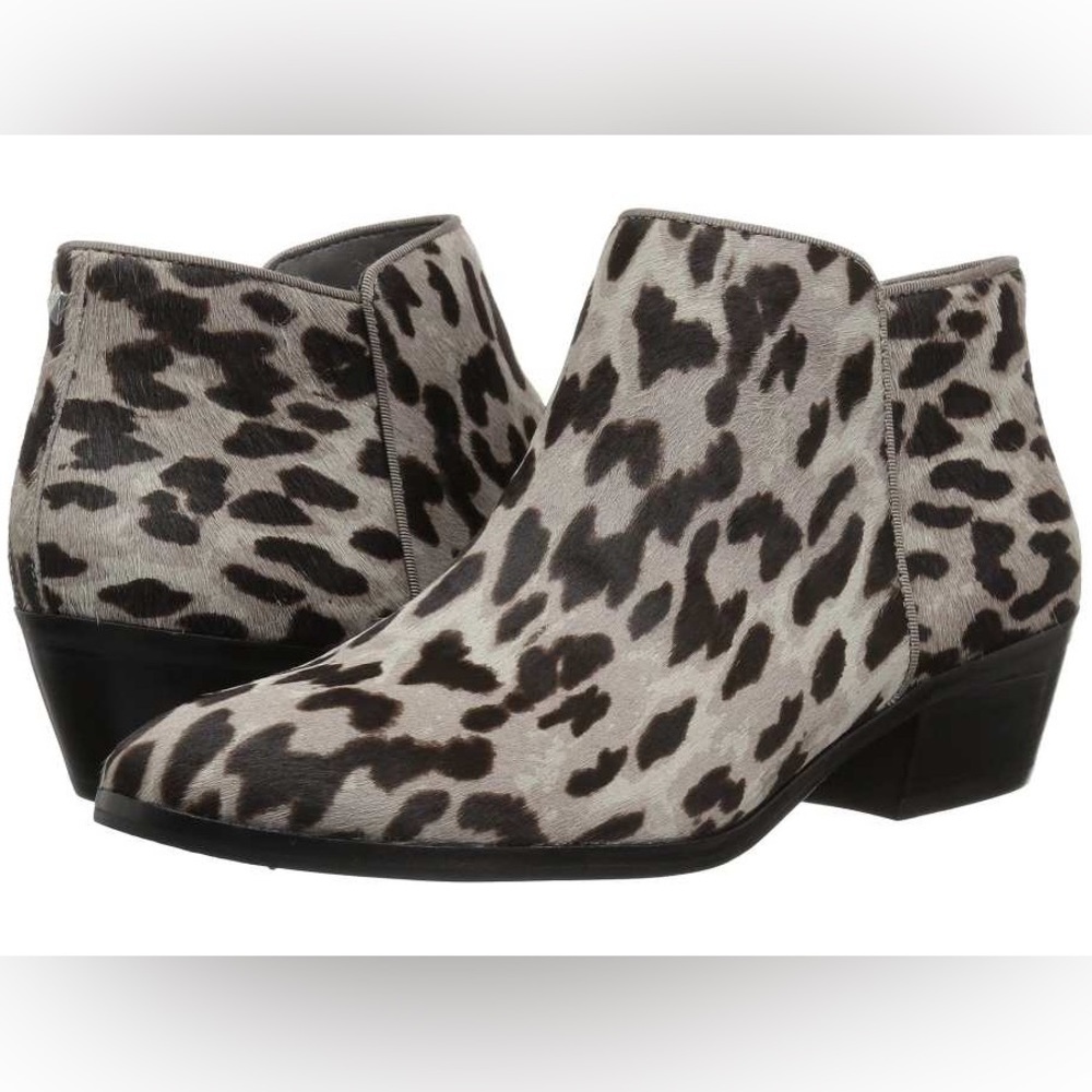 Sam Edelman Leopard Print Ankle Booties in Black and Cream